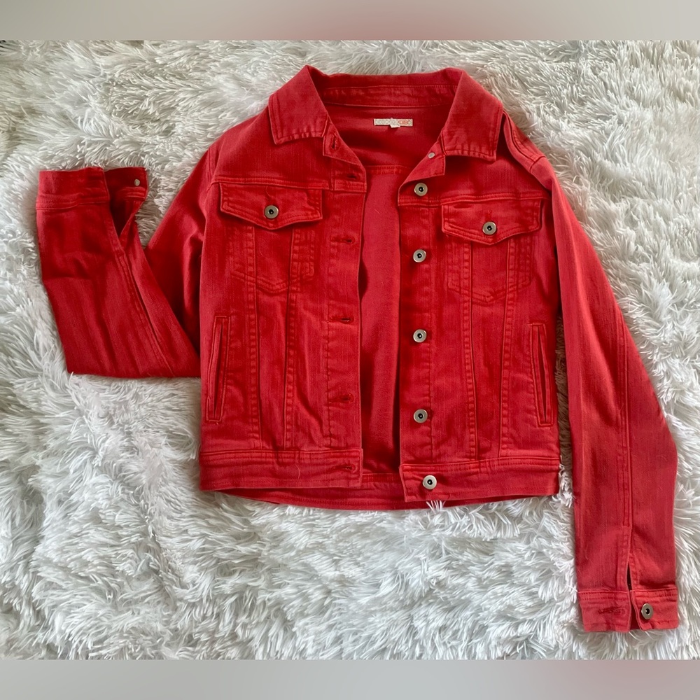 Gianni Bini Jean Jacket in Coral Size S